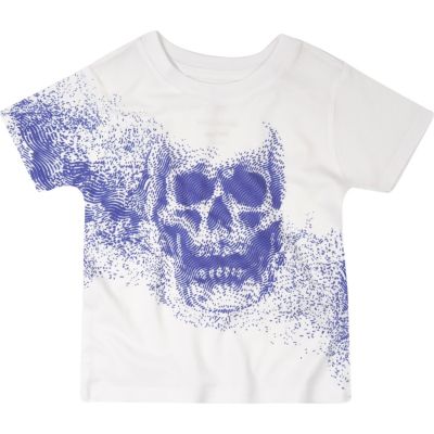 Mini boys white skull print t-shirt